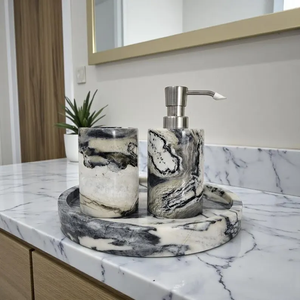 Juego de Baño de Mármol Liso Personalizable con Dispensador de Gran Capacidad y Soporte para un Uso Diario Conveniente - Product Image 5