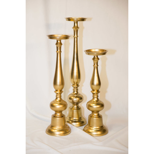 Bougeoir pilier en aluminium de meilleure qualité fini or pour la maison et le mariage ensemble de bougies et piliers décoratifs de table - Product Image 1
