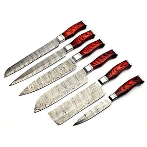 Juego de Cuchillos de Chef de Acero de Damasco Hechos a Mano de Alta Calidad, Mangos de Madera Ambidiestros, Construcción de 67 Capas, Juego de Cinco Piezas Personalizable - Product Image 3