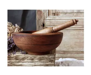 Handmade Vintage Wood Mortal & Pestle For Kitchen Herbs Spice Grinder Pill Crusher Medicine Crusher best selling