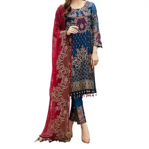 हस्तनिर्मित कशीदाकारी 3 टुकड़ा पार्टी पहनता पोशाक/पाकिस्तानी नई शैली आकस्मिक महिलाओं के कपड़े सूट