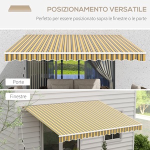 Outsunny Toldo para exteriores Brazo de rodillo con apertura de manivela, 350x250 cm, Amarillo - Product Image 5