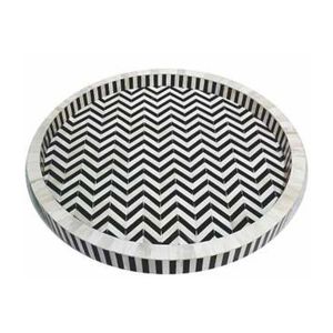 Bone Inlay Wood Round Durable Modern Serving Trays Most Selling Decorative Kitchenware <b>for</b> Hotels and Home Use by Artisan Craft - Product Image 5