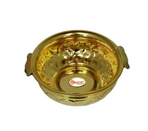 Bol et pot de fleurs traditionnels en laiton Urli fabriqués à la main de concepteur de 10 pouces pour la décoration intérieure pour les ustensiles de table de mariage - Product Image 1