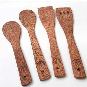 Ustensiles de cuisine en bois naturel spatule en bois de coco ensemble d'ustensiles de cuisine spatules à frire et à tourner - Product Image 3