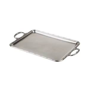 Bandeja DE SERVICIO DE ALUMINIO Chapado en plata para restaurante, hogar, cocina, vajilla, comida y aperitivos, bandeja para servir con asa - Product Image 1