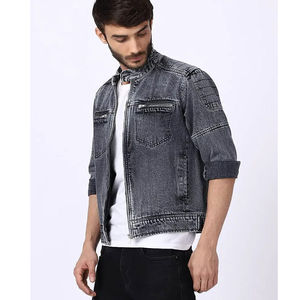 OEM Custom Sports Denim Jacket for Men Spring Vintage Formal Style Button Print Logo Patch Breathable Customized Denim Jacket - Product Image 3