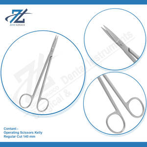 Tijeras de operación Kelly Manual Acero inoxidable Dental Corte regular 140mm Premium - Product Image 4