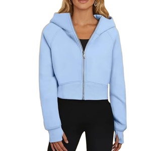 Sudadera con capucha de manga larga de Invierno para mujer Sudadera de moda negra sólida con bolsillos con cordón y cremallera suelta de talla grande - Product Image 1