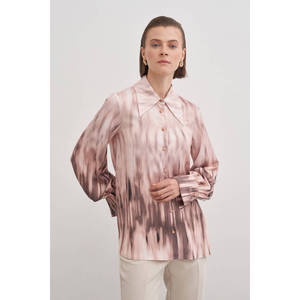 Blusa de Satén y Chifón para Mujer, Cuello Asimétrico, Primavera-Otoño, Oficina, Talla 4XL - Product Image 1