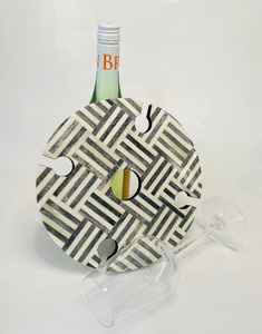 Antique MDF Mother of Pearl Resin <b>Wine</b> Caddy Four-Glass Tabletop Kitchen Home Storage Beverage Accessory OEM ODM Design Options - Product Image 4