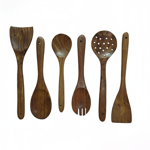 Premium Contemporary Acacia Wood <b>Spoon</b> Set 6 Multi-Use Eco-Friendly Serving Mixing Soup Salad <b>Spoons</b> Smooth Finish Strong Build - Product Image 2