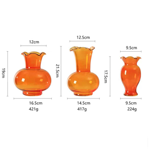 <span class=keywords><strong>Vaso</strong></span> in Vetro Ambrato Fatto a Mano con Bordo Ondulato, Stile Nordico, Arancione, per Decorazione Casa, Contenitore Idroponico Vintage con Bordo Smerlato - Product Image 6