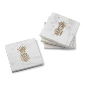 Resin Marble & Metal Wholesale Coasters Marble Custom White Marble Coaster 4 Pcs Set Home and Kitchen - Product Image 3