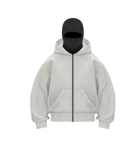 2025 <b>Winter</b> Balaclava <b>Hoodie</b> Pullover Zipper Embroidered Oversized XL Size 100% Cotton Solid Pattern Lined Hooded Collar Unisex - Product Image 4