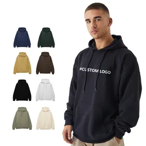 Kaus hoodie pria ukuran Plus untuk logo kustom longgar sesuai pabrik hoodie kelas berat terry Prancis