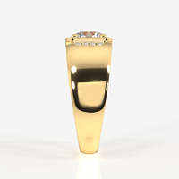 Bague de fiançailles pour homme Luther en or 14 carats plaqué rhodium avec moissanite, sertissage pavé rond classique, bijoux