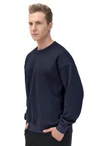 Sweat-shirt basique pour homme 100% coton épais coupe ample en molleton doux col rond pour l'hiver Impression numérique - Product Image 4