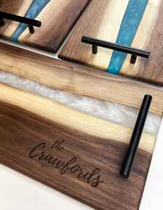 Bandeja de servicio de madera de resina epoxi de alta calidad, bandejas de almacenamiento de fabricante profesional para cocina, alimentos, frutas, herramientas, uso en fiestas - Product Image 4