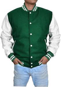 แจ็กเก็ตมหาวิทยาลัยไม่มีลายสำหรับผู้ชายเสื้อแจ็กเก็ตมีไซส์ใหญ่พิเศษงานปักหนังสำหรับฤดูหนาวงานตามสั่ง - Product Image 6