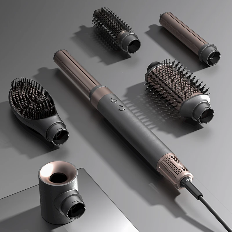 Lena 5-in-1 professioneller Haarstiler Blow-Ausgleicher Heißer Kamm Haarwickler elektrische Heißluftbürste-Set für Heim-Salon