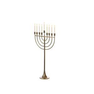 Modern Solid Metal Hanukkah Menorah 9 Branched Candelabra Elegant <b>Bronze</b> Finish <b>Candle</b> <b>Holder</b> For Home Decoration & Celebration - Product Image 1