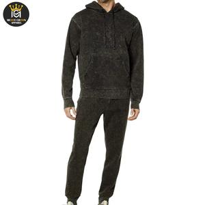 Chándal de lavado ácido de color sólido personalizable de alta calidad para hombre estilo de invierno con cuello con capucha transpirable y cómodo - Product Image 1