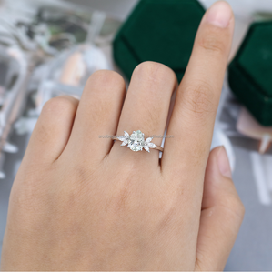 ของขวัญสำหรับผู้หญิงแหวนเพชรโมอิสชุบทองสำหรับ S925ลูกแพร์เงินปรับแต่งได้ - Product Image 3