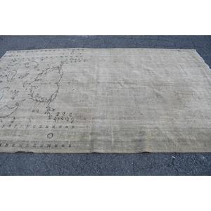Turkish 5.9x10 ft <b>Rug</b>, Large Vintage <b>Rug</b>, Gray <b>Black</b> Floral Wool <b>Rug</b> - Product Image 4