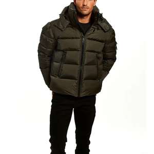 Veste d'hiver matelassée élégante à capuche pour homme, prix de gros, best-seller, décontractée, vintage, coupe ajustée, logo frontal, imperméable, respirante - Product Image 1