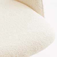 Chaise de courtoisie moderne pivotante en tissu Teddy à hauteur réglable avec dossier incurvé et base en métal doré et roulettes pour le maquillage de la chambre à coucher