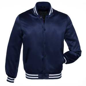 Veste bomber classique en satin bleu clair, design personnalisé, lettres brodées, vente en gros, vestes universitaires pour hommes, fabricant de vestes d'hiver - Product Image 6