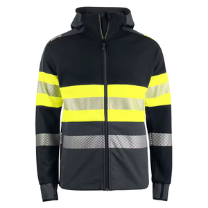 Sweat à capuche unisexe thermique respirant réfléchissant jaune fermeture éclair haute visibilité polaire de sécurité industrielle - Product Image 3