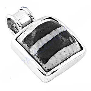 Pendentif en argent 925 pour femme, usage quotidien, motif géométrique fleur zébrée en jaspe, or blanc 18 carats, tendance, fiançailles, diamant, perle - Product Image 1