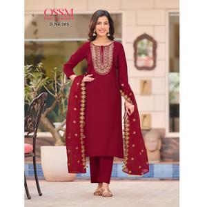 Designer été tendance indien pakistanais costume lourd Viscos tissu de soie romaine belle broderie travail manuel nouveau exclusif - Product Image 1