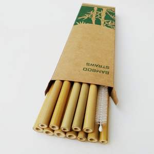 Bamboo <b>Straws</b> <b>Reusable</b> With Cleaner Brush & Pouch/ Eco-Friendly Dishwasher Safe. Great for Smoothies/ Juices /Cocktails - Product Image 1
