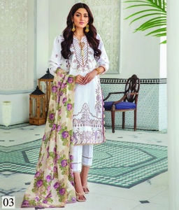 ชุดสูทผ้าฝ้าย/สนามหญ้าปักลายสไตล์ปากีสถานสำหรับผู้หญิงเดรสสไตล์ชนเผ่าชาลวาร์ - Product Image 2