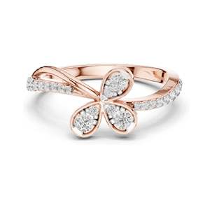 Bague en or 18 carats, 14 carats, 10 carats avec diamant de laboratoire de 0,351 carats, taille brillant rond, clarté VVS-VS EF, design papillon pour femme - Product Image 1