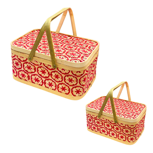 Cestas de Almacenamiento Rectangulares de Bambú Tejidas a Mano de Estilo Vintage con Diseños Florales, Almacenamiento Multiusos, Artesanía Vietnamita - Product Image 1