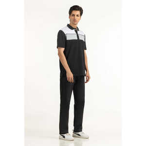 Tejido de punto piqué mezclado para hombre, antiarrugas, con bordado oscuro, liso, de corte alto y ajustado, talla grande MN-PSH-SS25-046, regular, de verano - Product Image 6