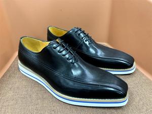 Chaussures en cuir respirantes avec talon rembourré et semelle souple, chaussures de mode pour hommes, chaussures décontractées - Product Image 2