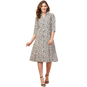 Unique Floral <strong>Design</strong> Women's Floral <strong>Design</strong> V-Neck Button Closure Dresses Wholesale Cheap Price Best Quality Formal Dress Ladies - Product Image 1