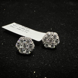 Boucles d'oreilles chrétiennes unisexes personnalisées tendance hip-hop en or blanc 14 carats, moissanite, diamants naturels, plaqué rhodium, certifiées IGI, cadeau - Product Image 1