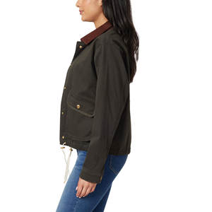 Vêtements féminins couleur unie coton toile veste pour femmes en gros respirant col rabattu deux poches vêtements pour femmes - Product Image 3