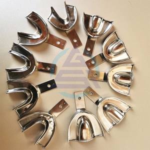 Plateaux d'empreinte dentaire en acier inoxydable, à verrouillage de bord, non perforés, lot de 10 pièces, supérieur et inférieur - Product Image 3