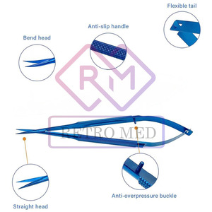 Tijeras de Microcirugía Oftálmica de Titanio, Autoclavables, de Acero Inoxidable, para Párpados Dobles, Reutilizables, Clase I, Certificación MOL, CE - Product Image 2