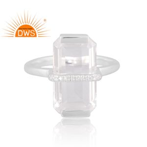 Última venta plata esterlina 925 moissanita natural y piedras preciosas de cuarzo cristalino anillo apilable diseño personalizado fabricante de joyas - Product Image 3