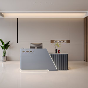 Modern Custom High Gloss Lacquer Finish MDF Wood <b>Reception</b> Desk Multi Function Front <b>Counter</b> Table for Supermarkets Malls Hotel - Product Image 3