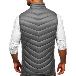 Gilet bouffant décontracté à la mode pour hommes, haute qualité, sur mesure, col montant, fermeture éclair, respirant, sans manches, polyester matelassé - Product Image 2