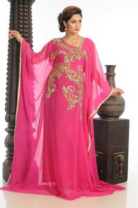 Caftan en Georgette respirant rose avec Zari Work Custom ODM Supply - Product Image 2